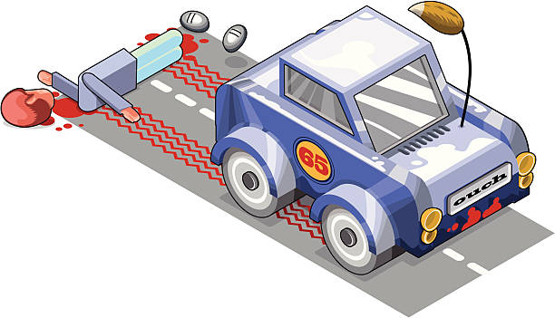 hit 및 실행 치명적 자동차모드 충돌사고 - fatal accident illustrations stock illustrations