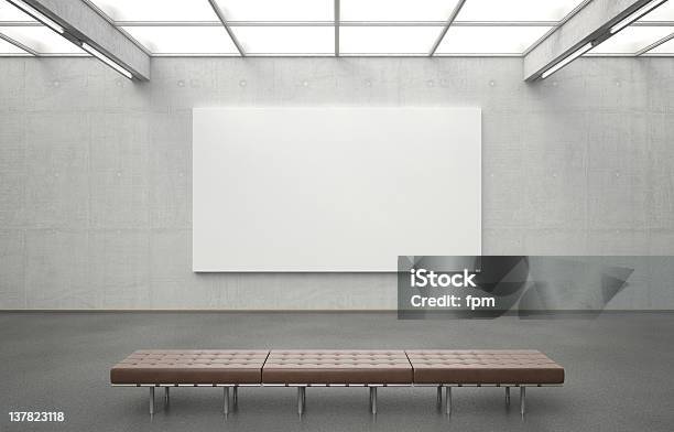Museum With Image And Leather Bench Stock Photo - Download Image Now - Bench, Museum, Art Museum