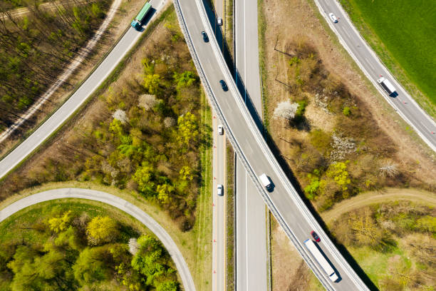 istock Highway Intersection with Traffic, Damaged Environment, Aerial View 1378231234