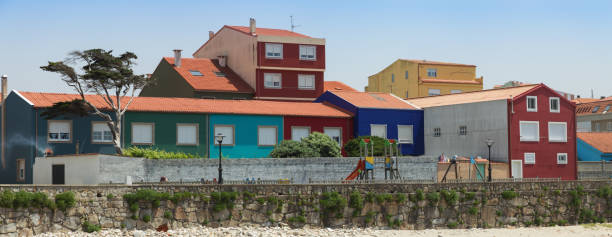 Multicolored buildings. stock photo