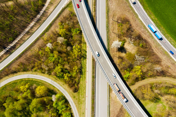 istock Highway Intersection with Traffic, Damaged Environment, Aerial View 1378242785