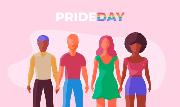 group of gay couples together. vector art illustration