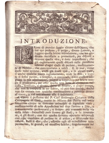 first page of a 1700 italian book