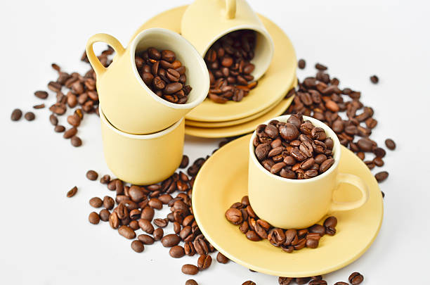 istock China set and coffee beans on white background 137829295