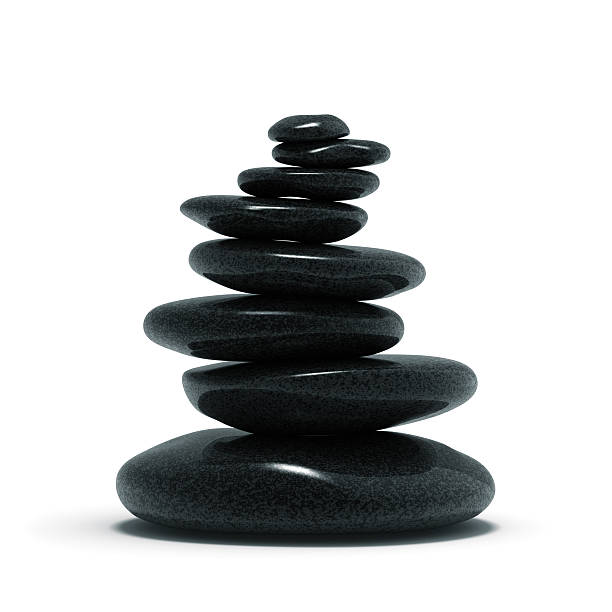 Balancing Stones On White Isolated on white with clipping path. 3D render. pebble shapes stock pictures, royalty-free photos & images