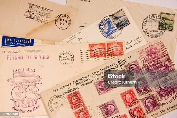 Hindenburg Air Mail Stock Photo - Download Image Now - Blimp, Hindenburg, Antique