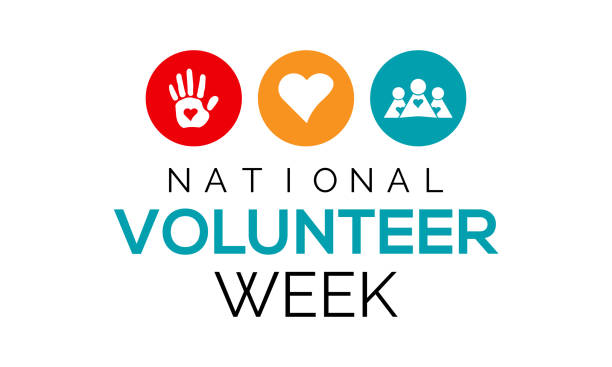nationale freiwilligenwoche. volunteers communities vorlage für banner, karte, poster, hintergrund. - week stock-grafiken, -clipart, -cartoons und -symbole