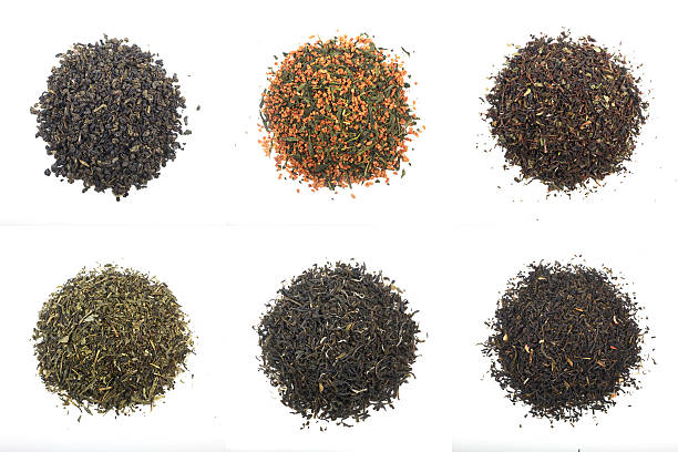 diferentes chás - tea leaves chinese tea green tea leaf - fotografias e filmes do acervo