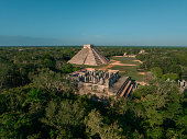 Aerial view of Chichen Itza at sunrise