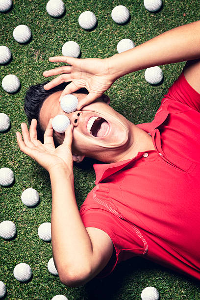 istock Golf player on floor with balls infront of eyes. 137830526