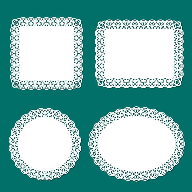 Lace frame and doliy White lace doilys and frames. doily stock illustrations