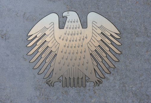 Heraldic German Eagle set into the wall of the German Parliament building (Reichstag Building) in Berlin