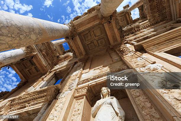 Low Angle View Of The Library Of Celus In Ephesus Turkey Stock Photo - Download Image Now