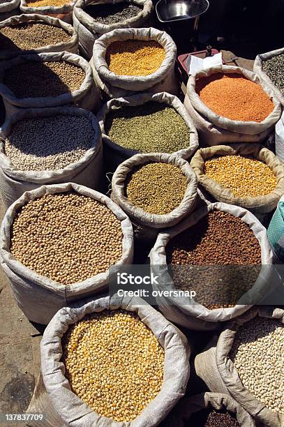 Grains And Pulses Stock Photo - Download Image Now - India, Market - Retail Space, Spice