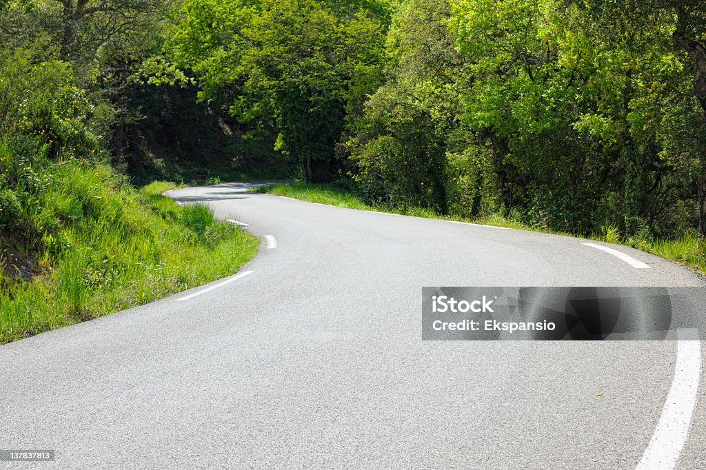 Single Lane Country Road in Frankreich kurvenreiche in Woodland - Lizenzfrei Asphalt Stock-Foto