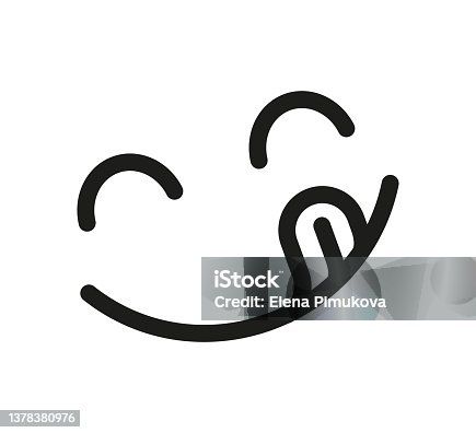istock Yummy smile emoji with tongue lick mouth. Delicious tasty food symbol for social network. Yummy and hungry line icon. Savory gourmet. Enjoy food sign. Vector illustration isolated on white background 1378380976
