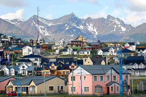 Colourful houses in the Patagonian city of Ushuaia, Argentina