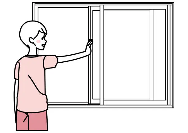 Vector illustration of Open the windows to ventilate