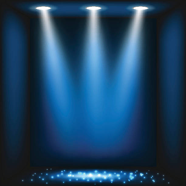 Blue stage lights abstract background vector art illustration