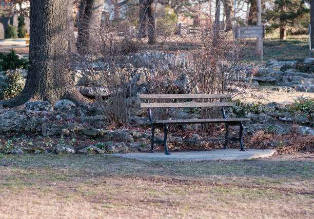 istock Peaceful bench in the park during winter 1378442882
