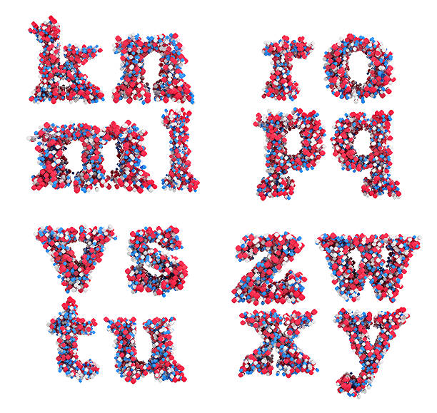 abstrakt 3d schrift kleine k-z buchstaben - letter p alphabet three dimensional shape red stock-fotos und bilder