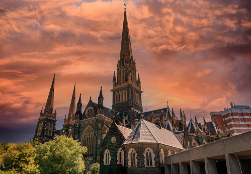 St Patrick's Cathedral in the city of Melbourne is a Imposing 1800s Gothic Revival–style cathedral, known for its unique bells and ornate stained glass