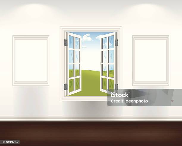 Откройте Окно С Две Пустые Кадры — стоковая векторная графика и другие изображения на тему Весна - Весна, Компьютерная графика, Окно