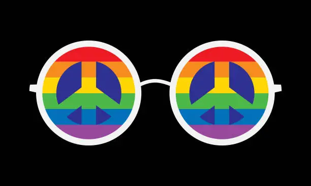 Vector illustration of Rainbow Peace Sign Eyeglasses
