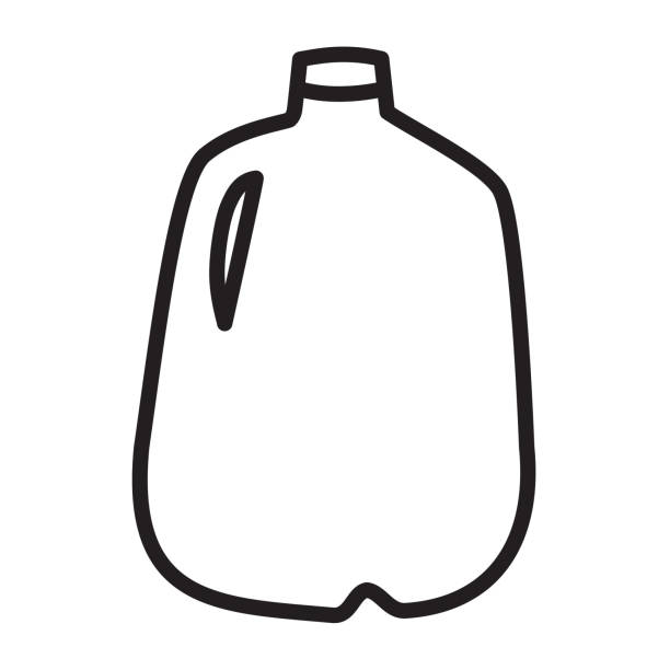 ilustrações de stock, clip art, desenhos animados e ícones de outline gallon of milk icon - jarro de leite