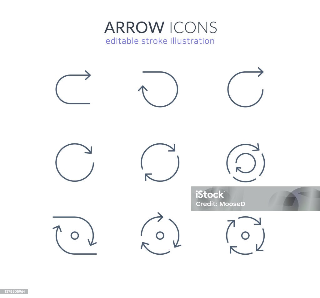 circle arrow line icon set for web and app - Royalty-free Ok İşareti Vector Art