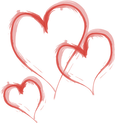 Vector Illustration of Painted Hearts.