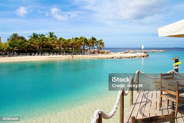 Clear Water And Palm Trees On Mambo Beach Curacao Stock Photo - Download Image Now - Curaçao, Beach, Willemstad