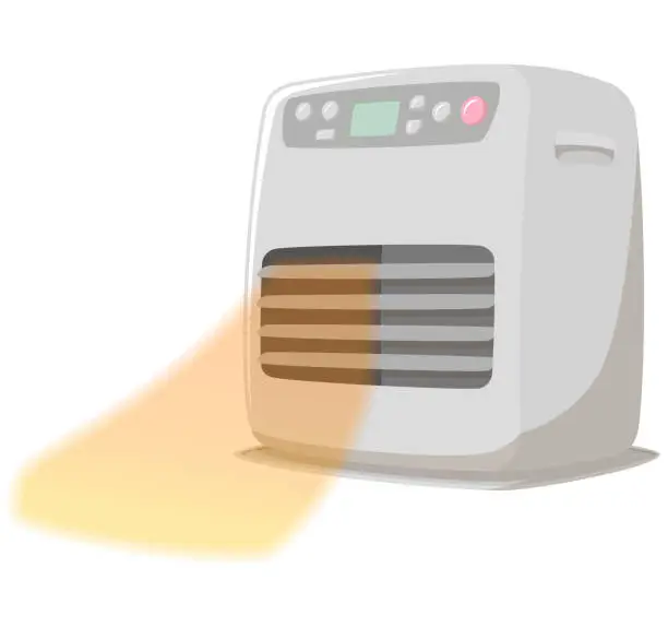 Vector illustration of Kerosene fan heater. Turn on the warm air.