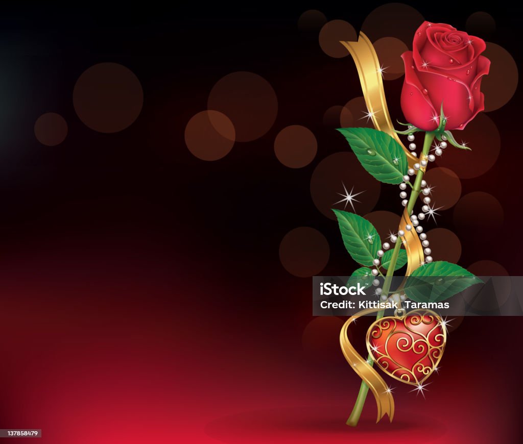 Red Roses With Ribbon and Necklet. Red Roses With Ribbon and Necklet. This file come in EPS 10 format. This illustration contains a transparency blend. Beauty stock vector