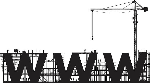 веб-сайт под строительство - web page www construction construction site stock illustrations