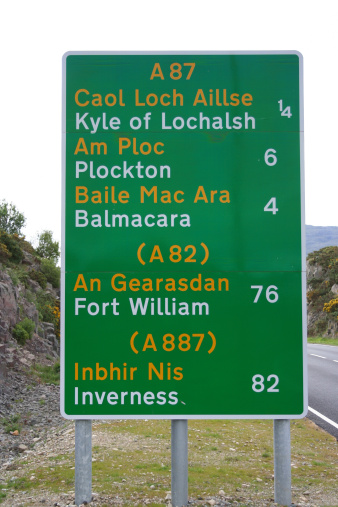 bilingual road sign western Scotland