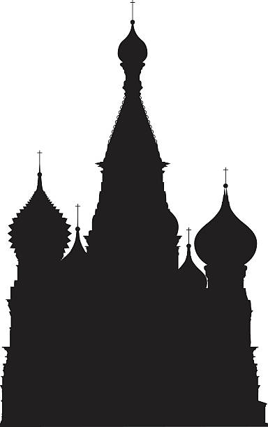 Moscow's Saint Basil's Cathedral The most famous landmark of Moscow. kremlin stock illustrations