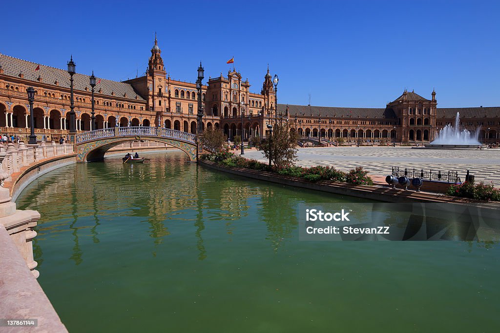 Siviglia, plaza de España (Piazza di Spagna - Foto stock royalty-free di Ambientazione esterna