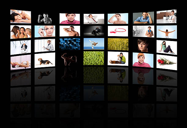 Tv media panel TV panels. Television media production technology concept. Spy Surveillance panel concept cctv camera overlay stock pictures, royalty-free photos & images