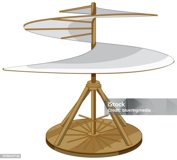 Aerial Screw Leonardo Da Vinci Invention Stock Illustration.