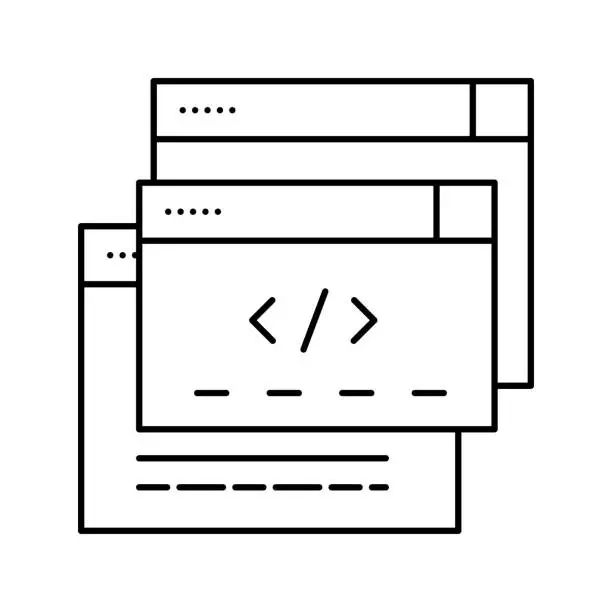 Vector illustration of code windows line icon vector illustration