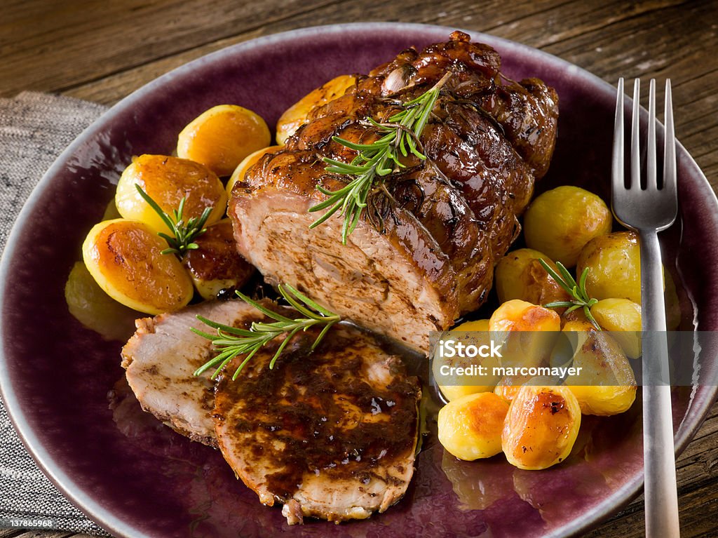 roast of veal with potatoes Veal Stock Photo