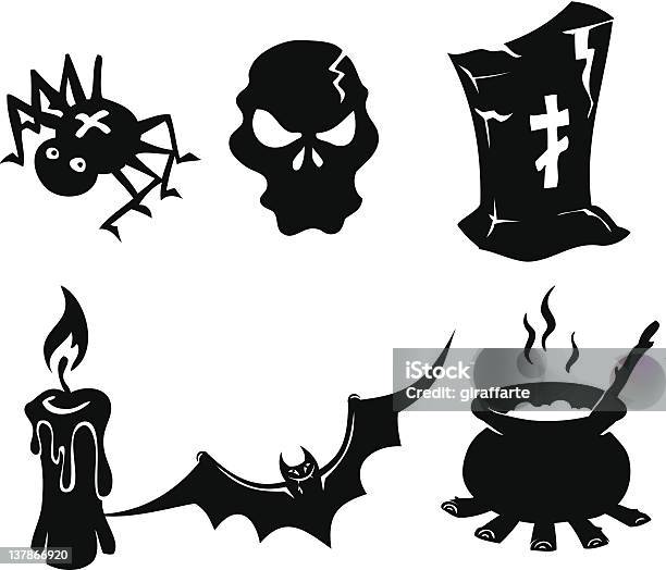 Halloween Silhouette - Immagini vettoriali stock e altre immagini di Calderone - Calderone, Vettoriale, Morte