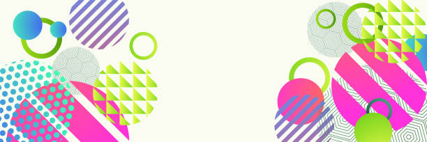 istock trendy circle white pink blue yellow colorful Abstract design banner 1378687488