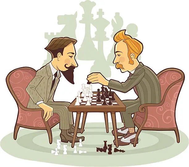 Vector illustration of Two man playing chess