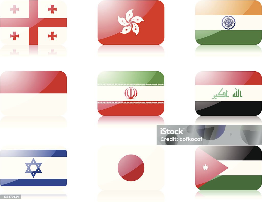 Drapeaux asiatiques - clipart vectoriel de Asiatique de l'Est et du Sud-Est libre de droits