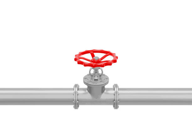 istock Glossy metal pipe with red valve on a white background.Vector illustration for business and industrial. 1378723221