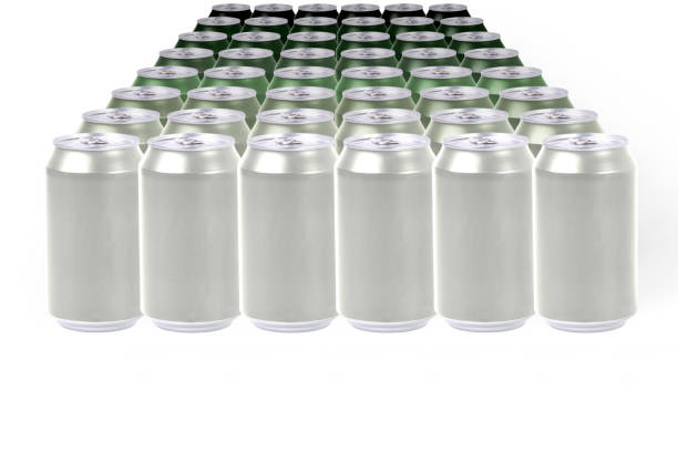 istock Bright aluminum cans forming a green gradient on a white background. Concept color shades 1378729261