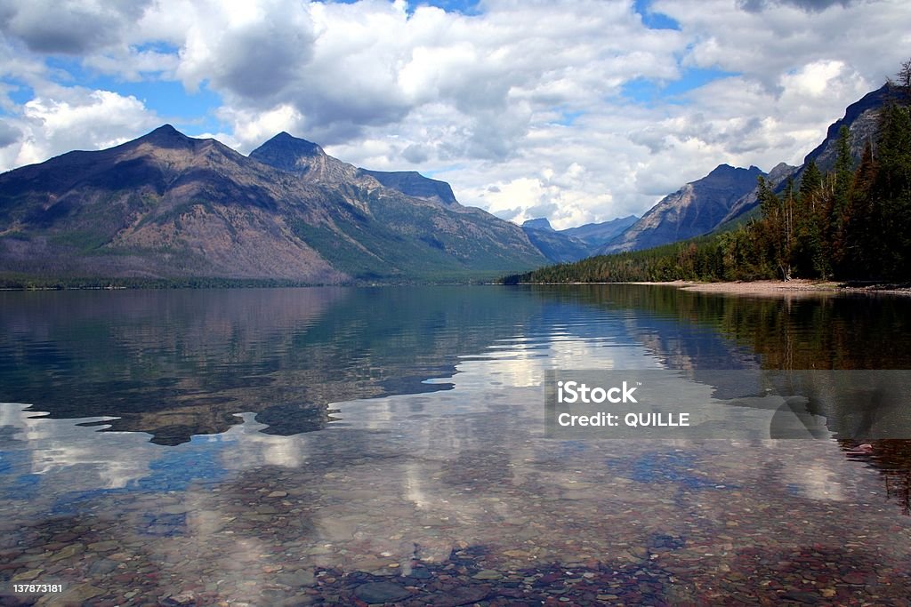 Lake Macdonald, Glacier National Park Lake Macdonald in Glacier National Park in Montana Adventure Stock Photo