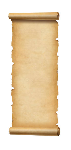 istock Old paper vertical banner. Parchment scroll isolated on white 1378734631